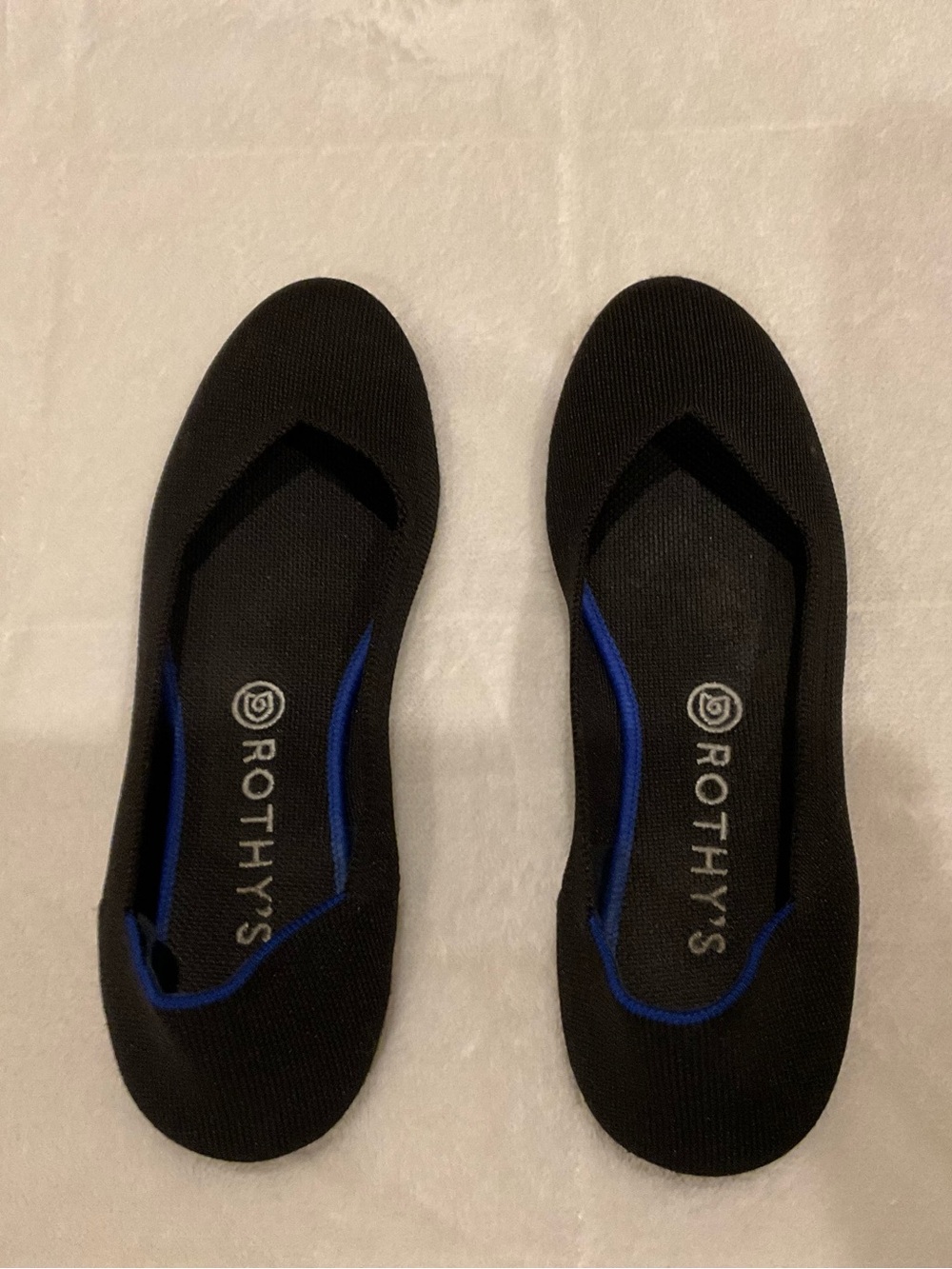 Rothy's Black Women’s Rounded Toe Flats—size 9.5